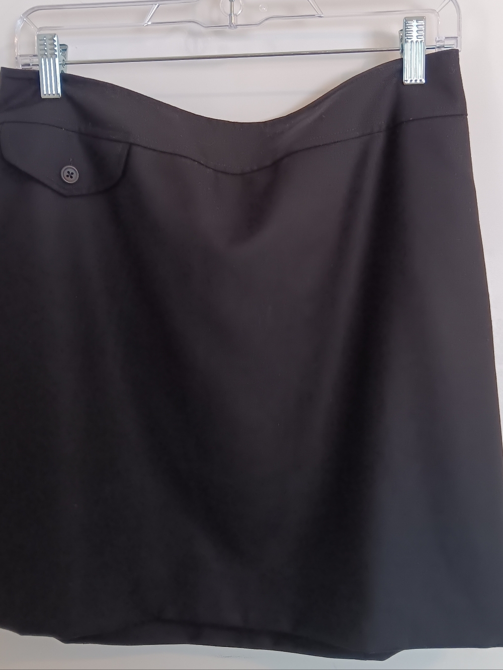 Banana Republic Black Mini Skirt Wool Lightweight Button Accent Career Basic